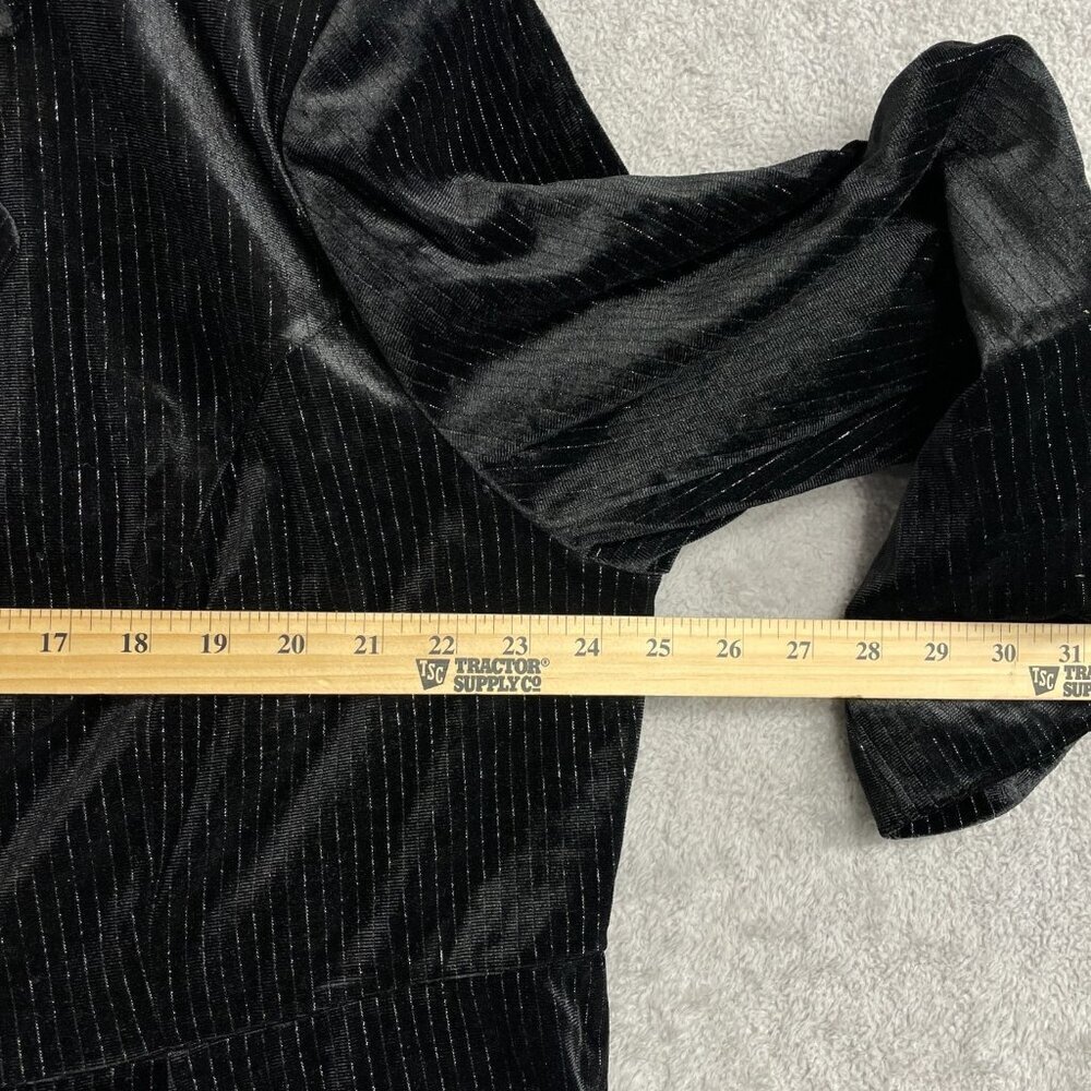 NEW Ava & Viv Women’s 2X Velvet Blazer Metallic Black Pinstripe h1801 - Picture 7 of 12